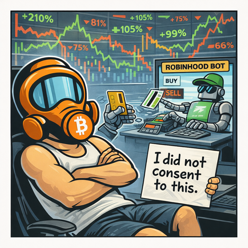 FF2K generated dispatch art for AI Trades Your Money, Fed Flinches, and a 6-9 Kid Throws Flames - Friday Recap