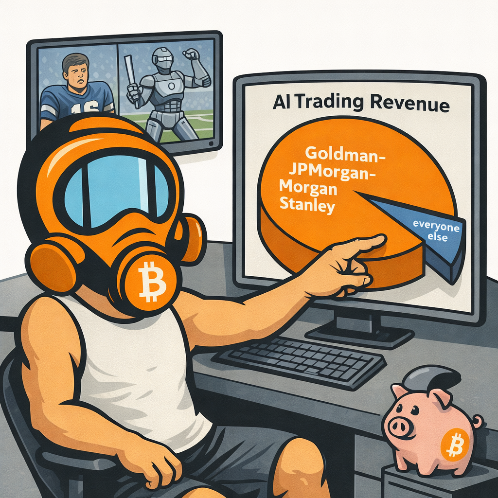 FF2K generated cartoon for Wall Street Eats AI Gains While Arch Manning Sweats and the World Series Brews